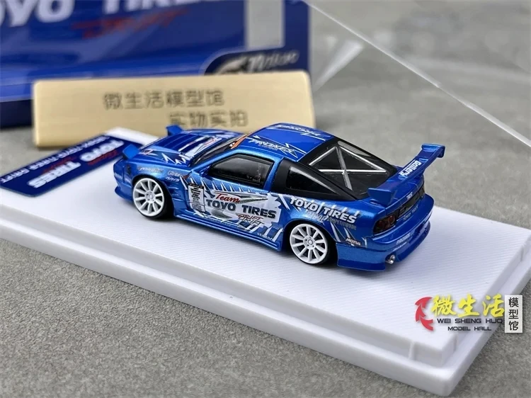 Klaar voorraden MicroTurbo 1:64 180SX Metallic Blauw Verjaardagscadeaus Hobby Display Simulatie Collectie Modelauto