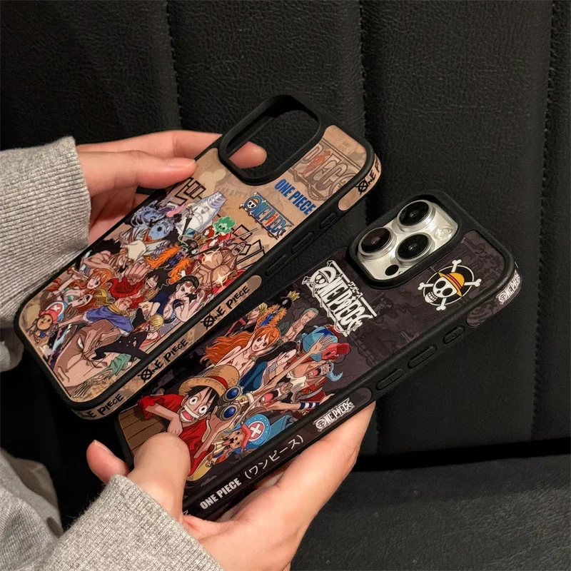 Anime One Piece Luffy Cartoon Phone Case for Apple iPhone 16 15 14 13 12 Pro Max Cute IMD Silicone Shockproof Protective Cover