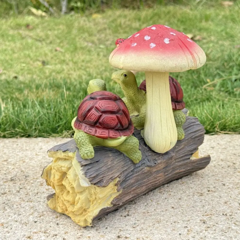 Resin Turtle Mushroom Statue Ornament Cartoon Cute Animal Statue Simulated Creative Miniatures Figurine Sculpture Patio