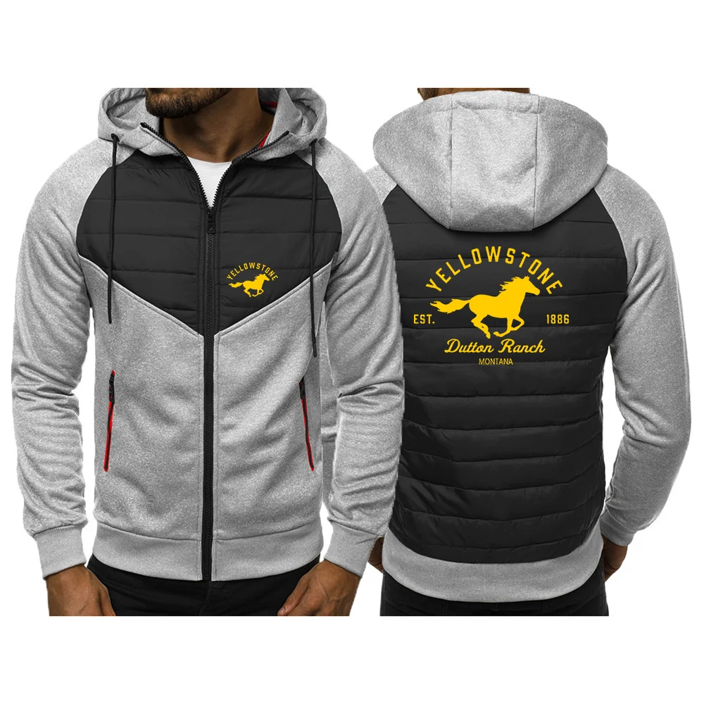 

2025 High Street Fashion Hooded Jacket Spring And Autumn Versatile Coat Men's Hot Yellowstone Dutton Logo Print Zipper Hoodies