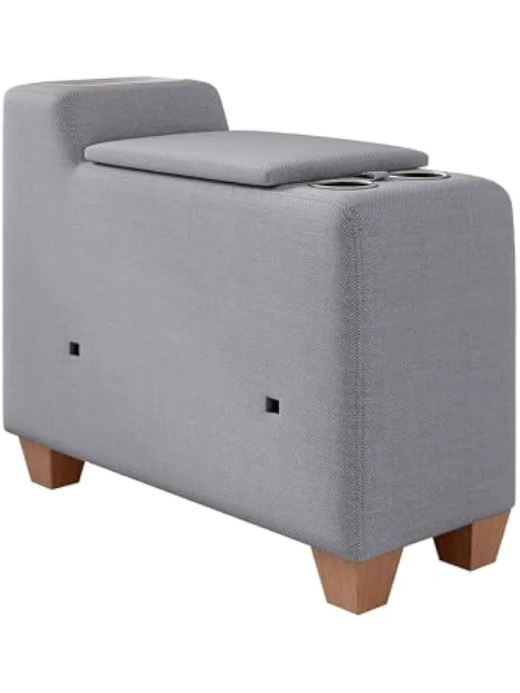 Sectional Sofa Central Console, Multifunctional Side Table USB Charging, Cup Holders, Table, Storage and Drawer, No Need