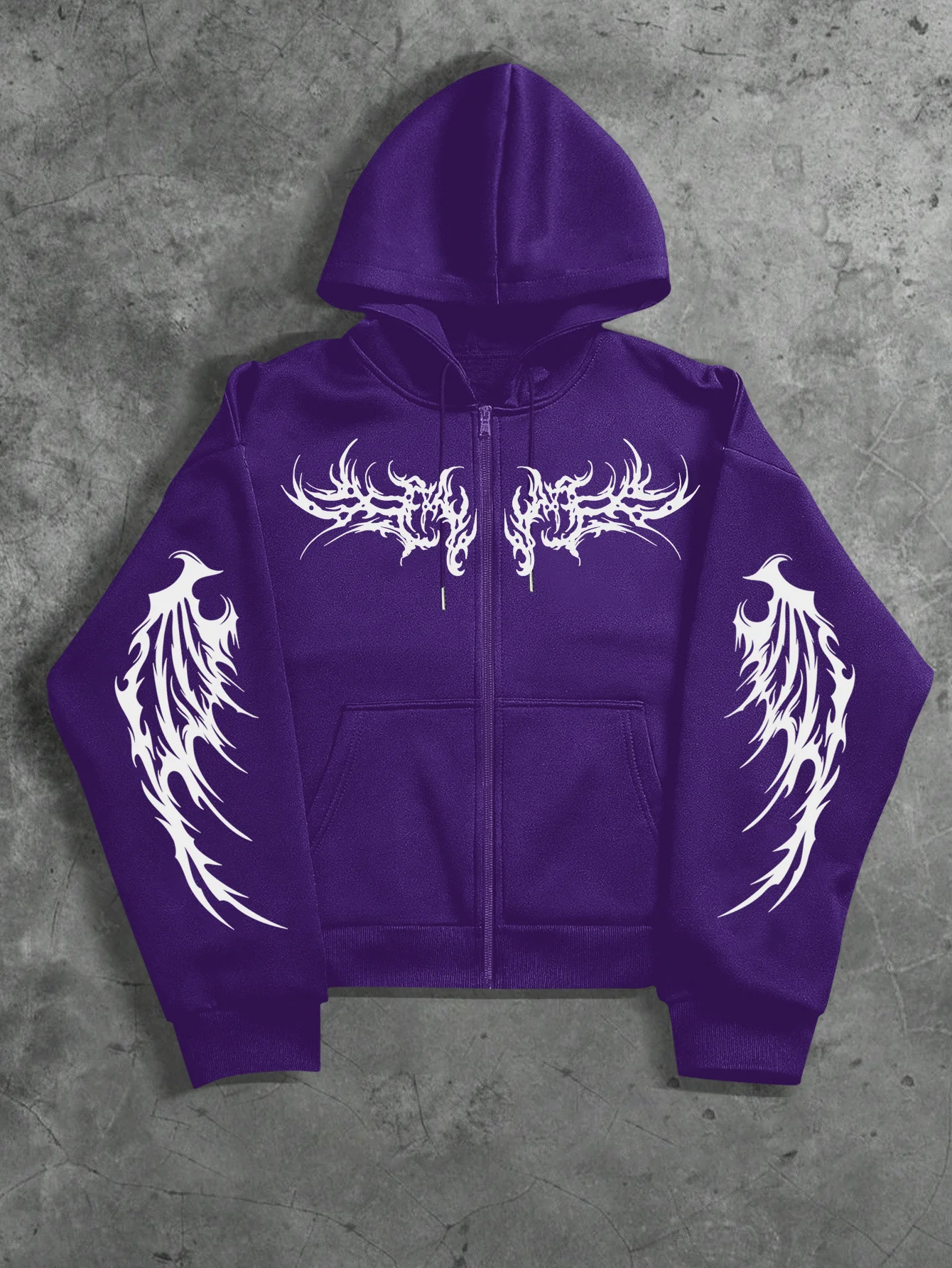 Langärmelige, lockere Sweatshirt-Jacke mit Reißverschluss für Damen und Herren, bedruckt mit einem Dornenmuster, aus warmem und bequemem Stoff. – Detail 3