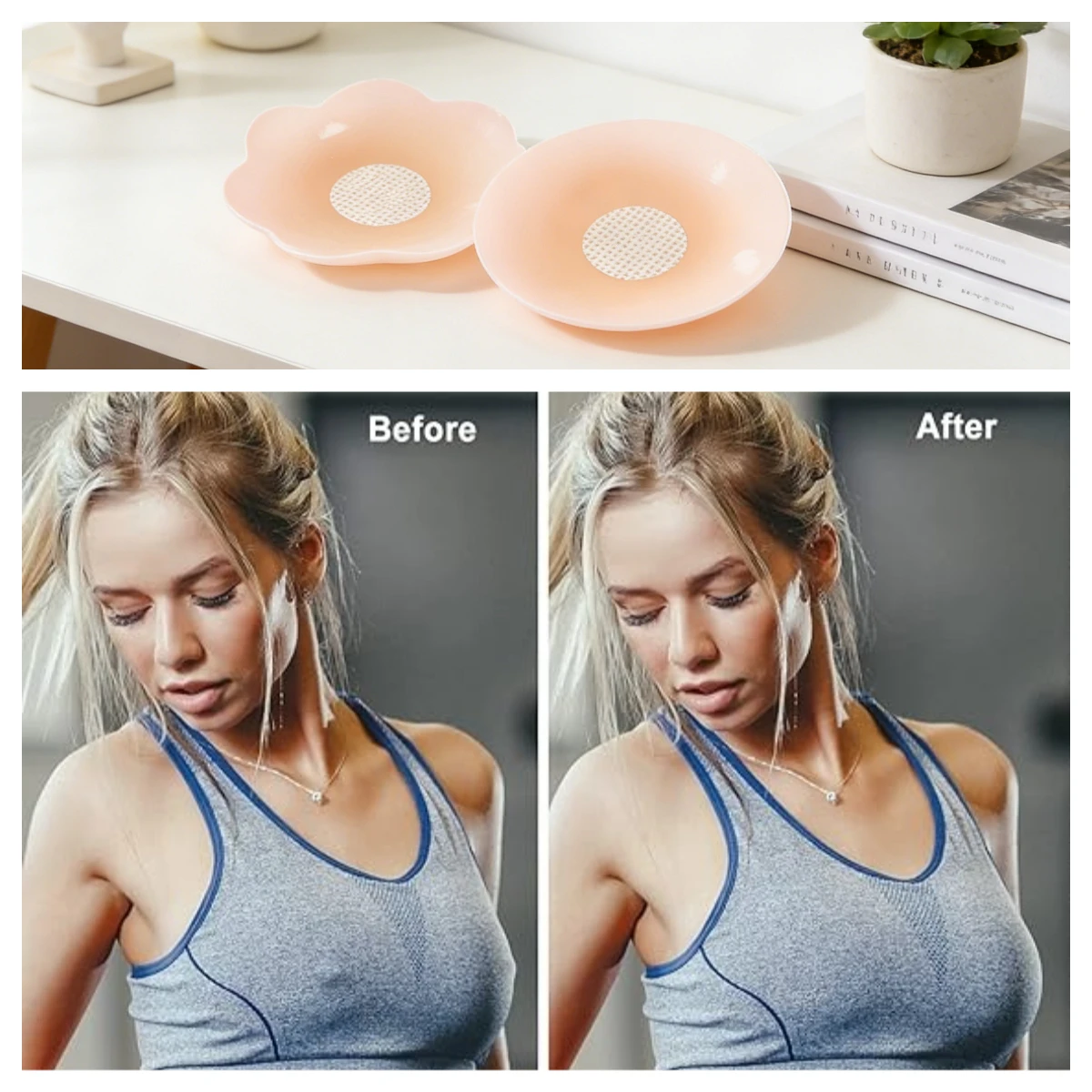 5 Pares de Cubrepezones Reutilizables para Mujer, Adhesivos de Silicona para Pezones, Pétalos Adhesivos Lavables para Sujetador