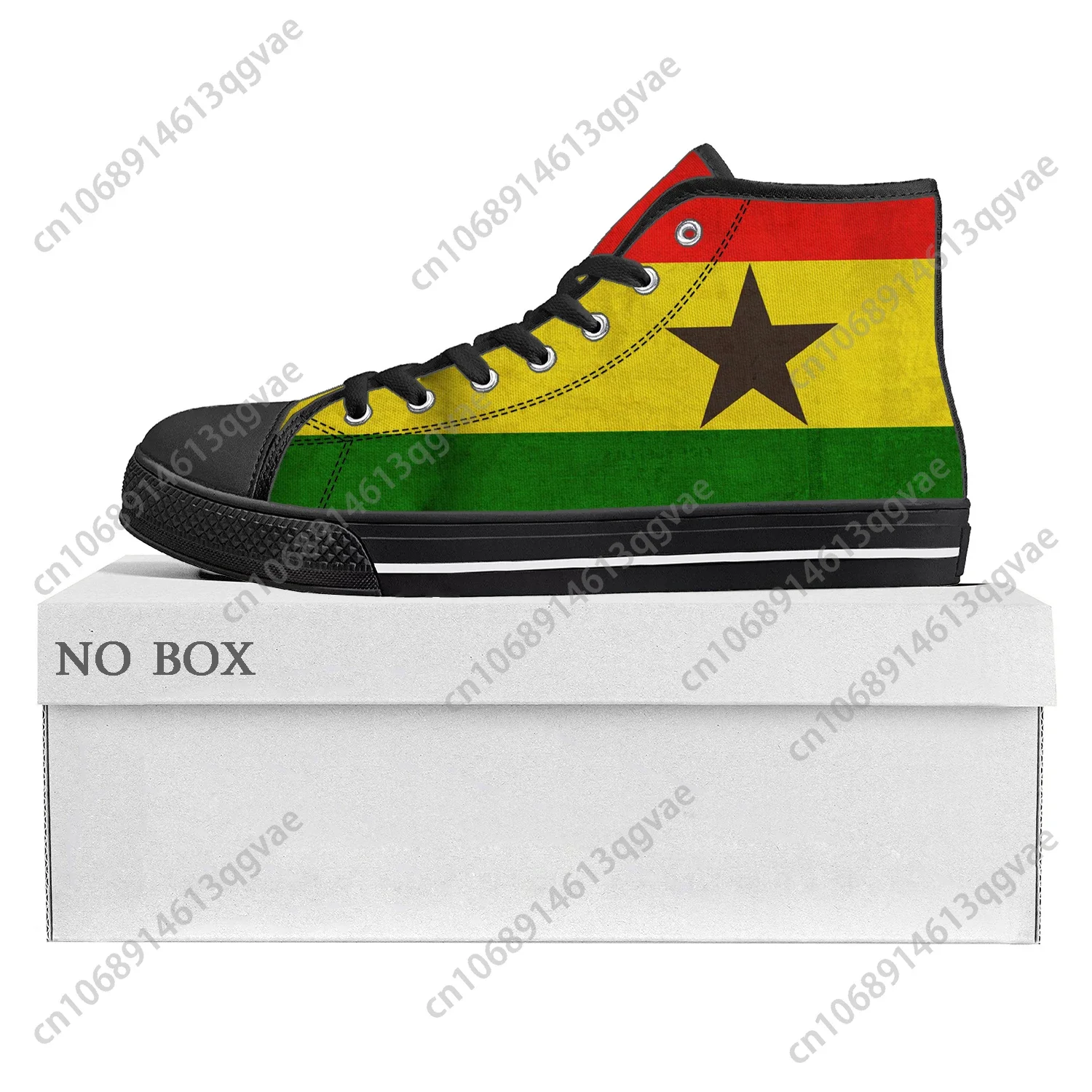 Sepatu kets kualitas tinggi atasan tinggi bendera Ghanaian sepatu Sneakers kanvas remaja Pria Wanita sepatu kustom pasangan kasual Ghana