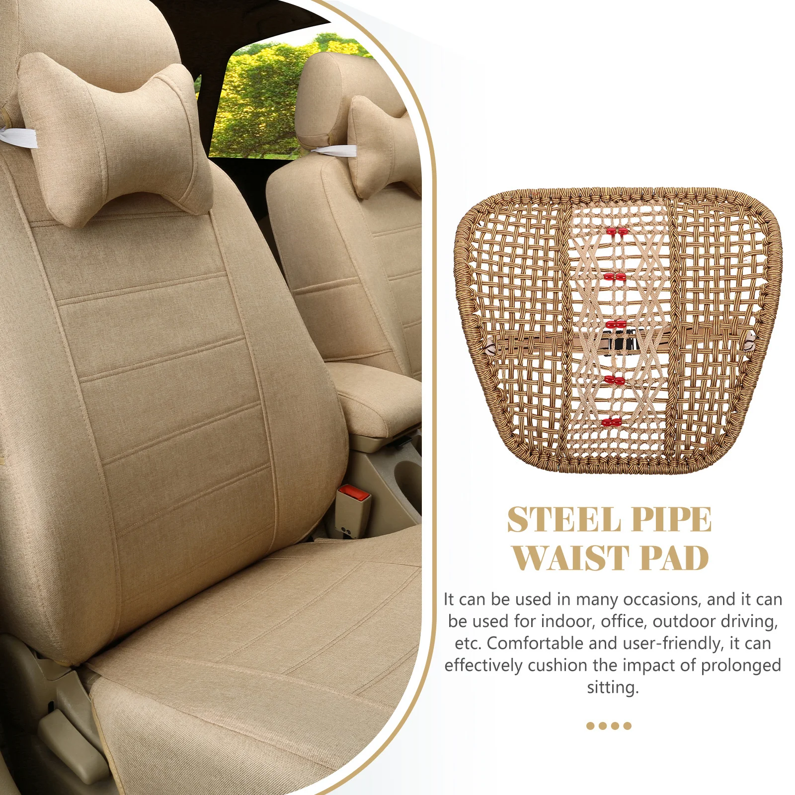 

Car Lumbar Support Pillow Breathable Ergonomic Design for Office Driving Long-Term Sitting Comfort Back Cushion for Car Chair