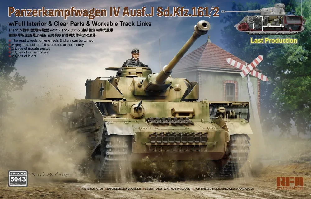 

с полным интерьером [Модель Rye Field] Модель Ryefield RFM RM-5043/2003 1/35 Pz.Kpfw.IV Ausf.J Sd.Kfz.161/2