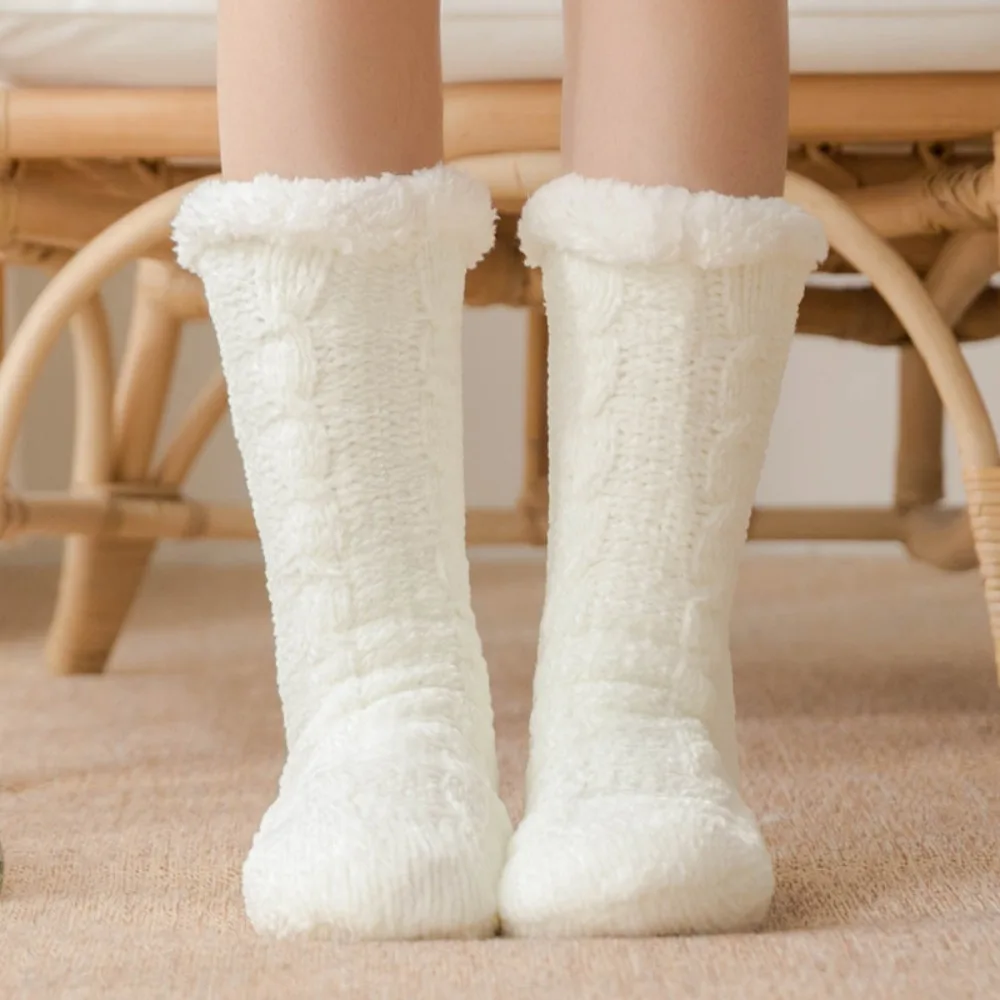 Kawaii Velvet Thicken Thermal Socks Warm Anti Slip Fleece Floor Socks Hosiery Knitted Sleeping Socks Women Men Women