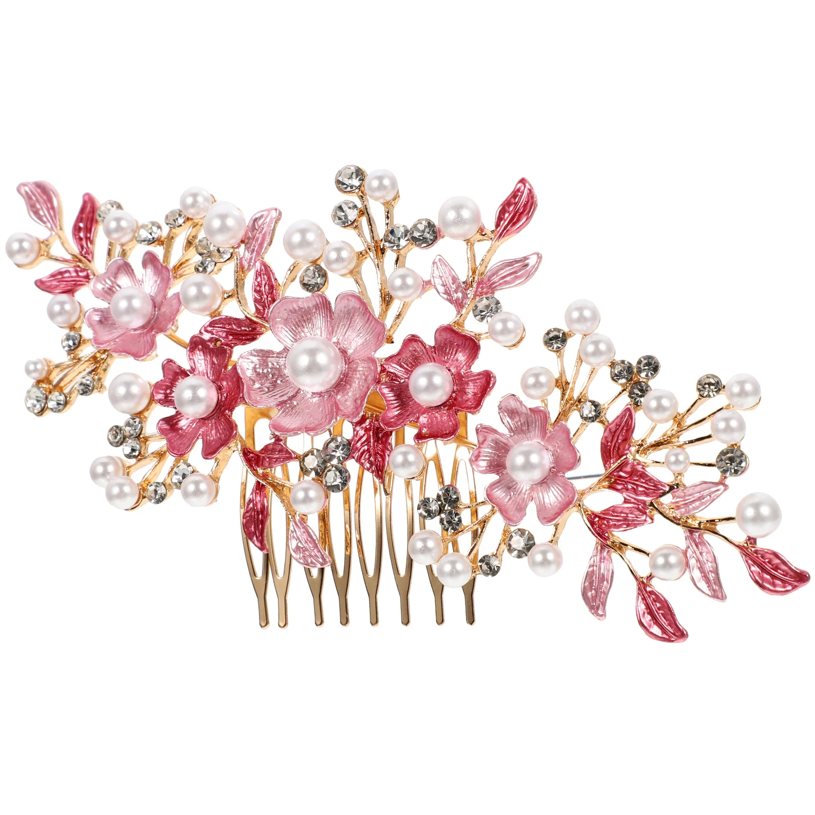 

Rhinestones Rose Comb Women's Wedding Hair Accessories Bride Pearls Brides Clips