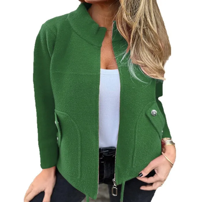 Fall/Winter 2025 New Women's Casual Tweed Lapel Tether Fake Pocket Blazer