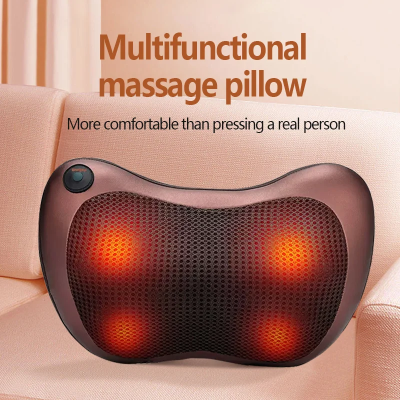 Almohada de masaje eléctrica multifuncional Shiatsu, cojín relajante para cabeza, espalda, cuello, cintura, cuerpo, 3 velocidades