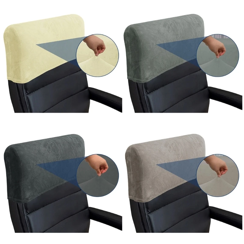 3XUF Bürostuhl-Kopfstützenbezug, weicher Plüsch-Stretch-Schonbezug für rechteckige Kopfstützen mit einer Breite von 40–50 für – Detail 1