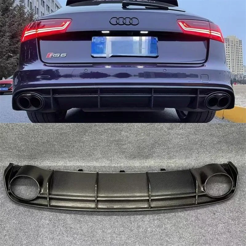 

Для Audi RS6 C7 C7.5 2017 задний бампер из настоящего углеродного волокна, диффузор, разветвители выхлопного порта, спойлер, автомобильные аксессуары, комплект кузова