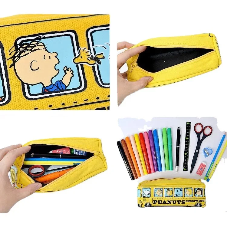 Snoopy Bus Styling borsa per il trucco da donna Cartoon Cute Personality studente creativo borsa per penna con cerniera di stoccaggio di cancelleria