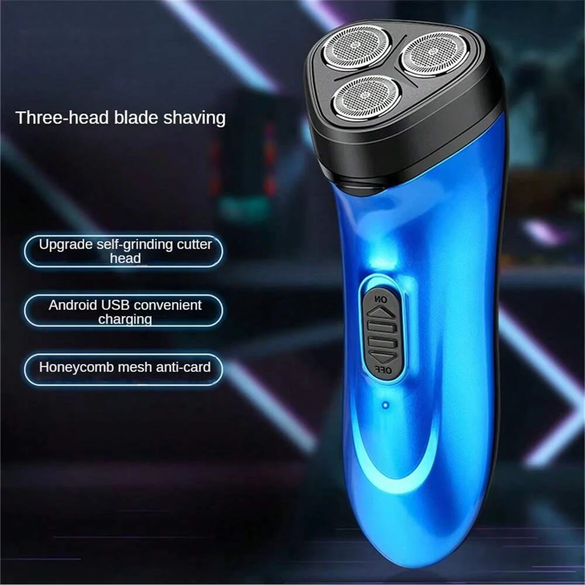 Electric Shaver 3D Floating Razor Washable Rechargeable Electric Razor Triple Blade Beard Trimmer Whole Body Wash USB Travel Cha