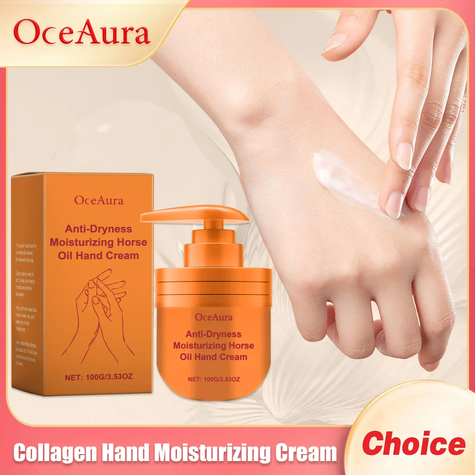 OceAura Collagen Hand Moisturizing Cream Reducing Dry Nourish Treatment Repair Damaged Sweet Flavor Skin Soften Hand Care Creams