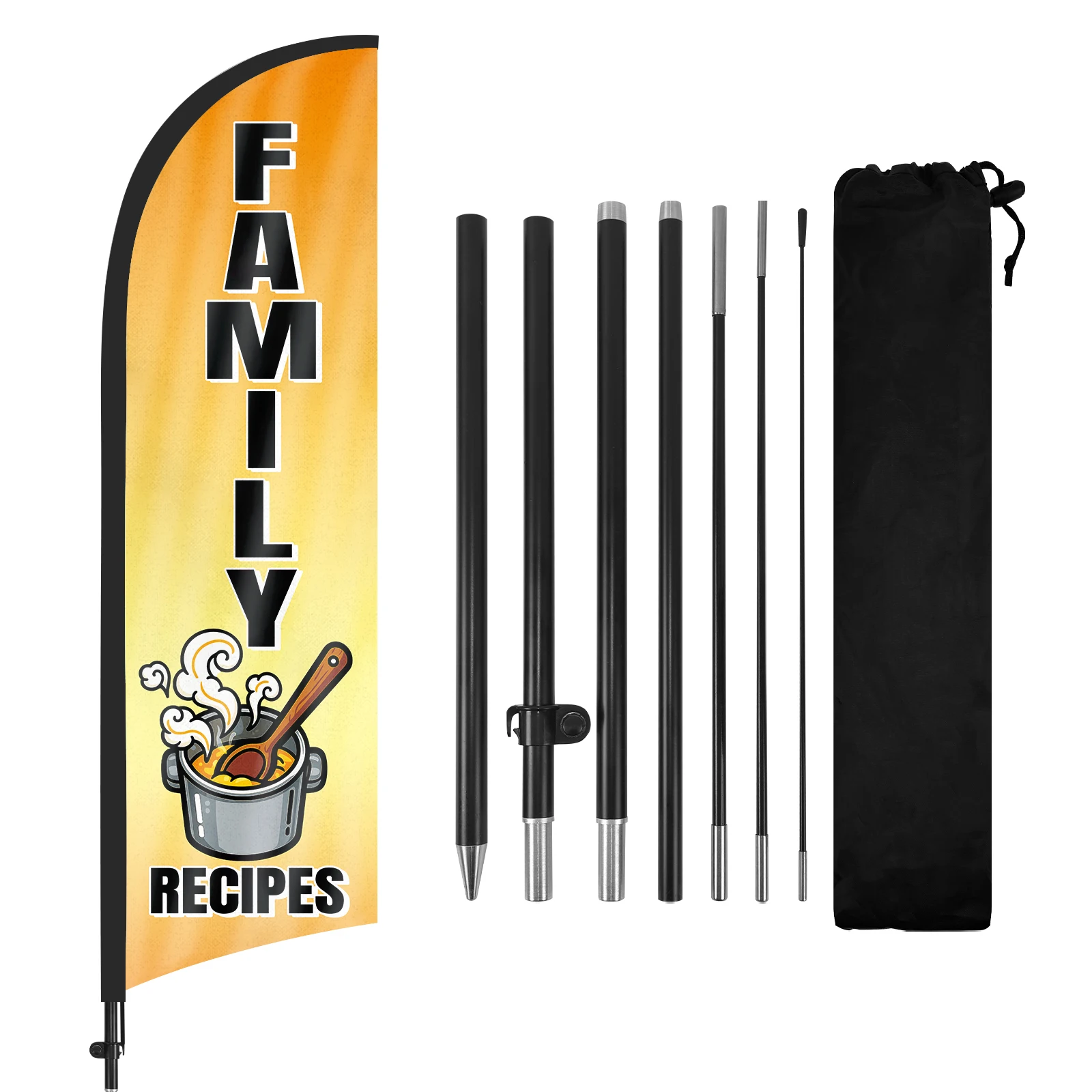 8FT Family Recipes Feather Flag, Outdoor Beach Flag And Flagpole, Banner Advertising Promotion Celebration Decoration