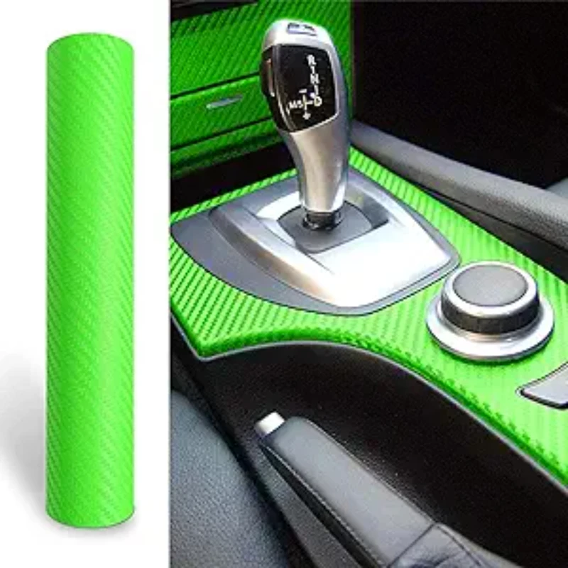 Green 3D Carbon Fiber Vinyl Wrap Auto Door Handle Scratch Protector Car Cover Guard Protective Film Outdoor Safety Reflective