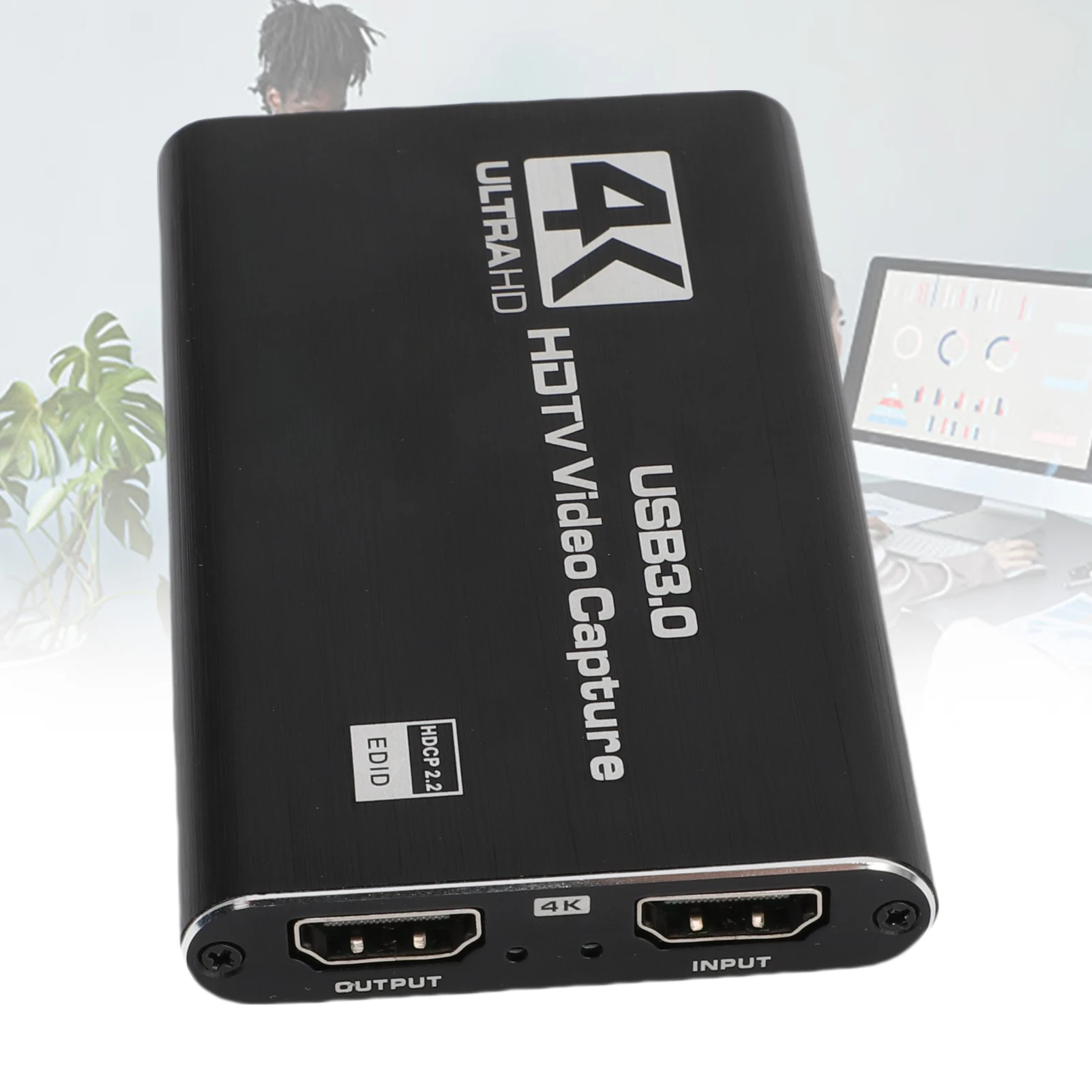 Tarjeta de captura de vídeo 4K, interfaz Multimedia HD a tarjeta de captura USB C 3,0 con salida en bucle, salida de vídeo 1080P 60FPS para reuniones en línea