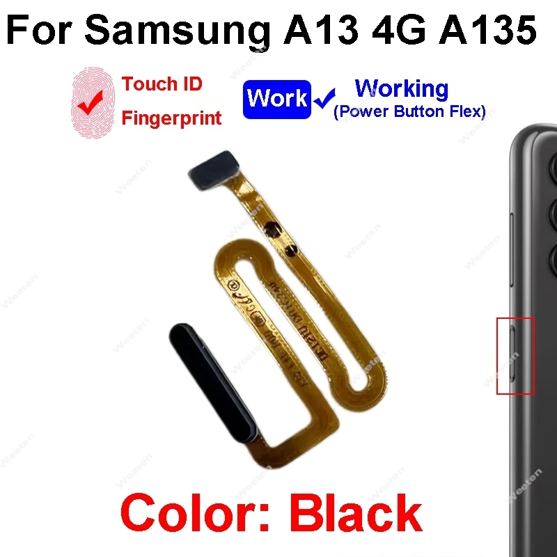 Sensor de impressão digital touch id conector cabo flexível com botão liga/desliga para samsung galaxy a13 4g 5g a135 a136 peças