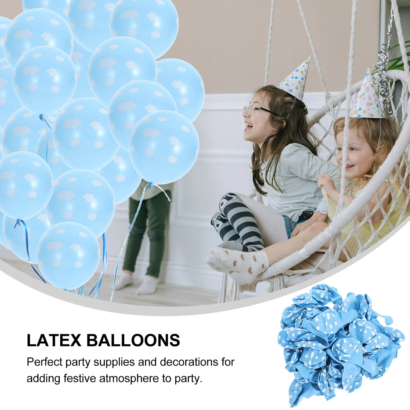 

50Pcs Blue Latex Clouds Balloons Set 12 Inch Birthday Party Supplies Decorations Festive Photo Props Latex Balloons