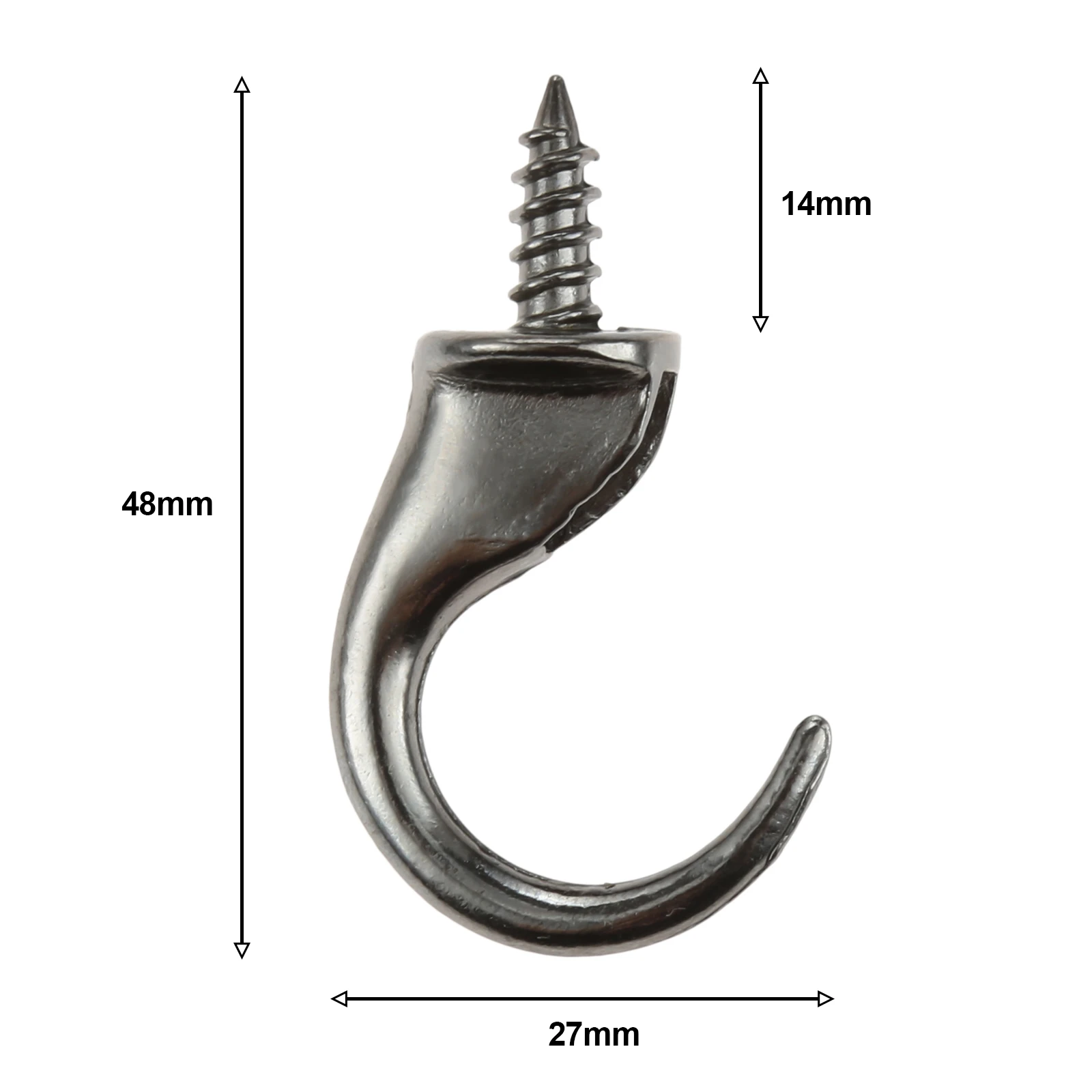 5pcs Dropped Ceiling Hooks Metal Screw-in Cup Hanger Black 48mm/1.89in Windproof Suspended Self-Tapping Hanging Light Mug Plant