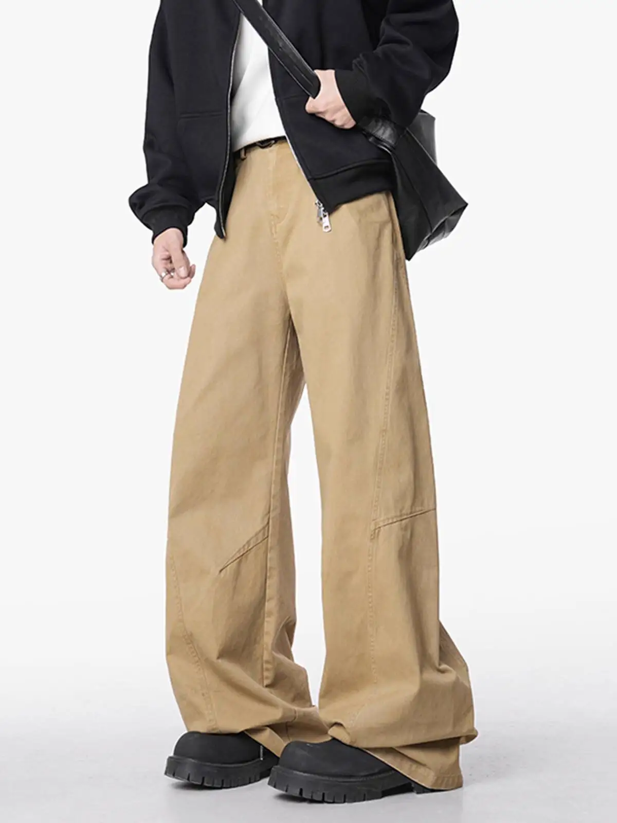 Vintage Cargo Pants For Men Autumn Winter Casual Pants Streetwear Cleanfit Loose Versatile Straight Leg Paneled Casual Trousers