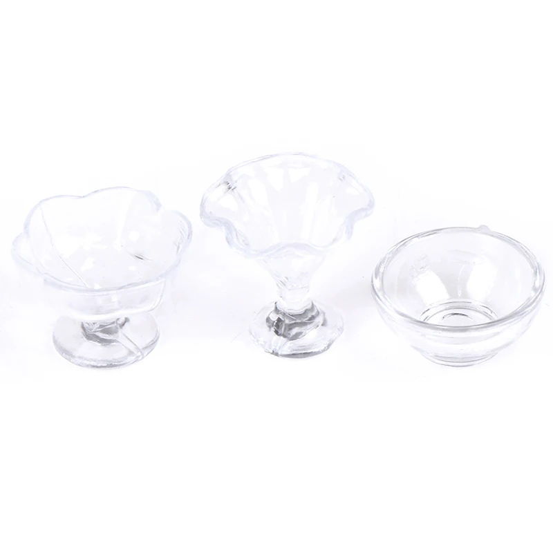 17Pcs 1:12 Dollhouse Miniature Transparent Tableware DIY Kitchenware Set Plastic Clear Dinnerware Toys for Doll House Decor view 3