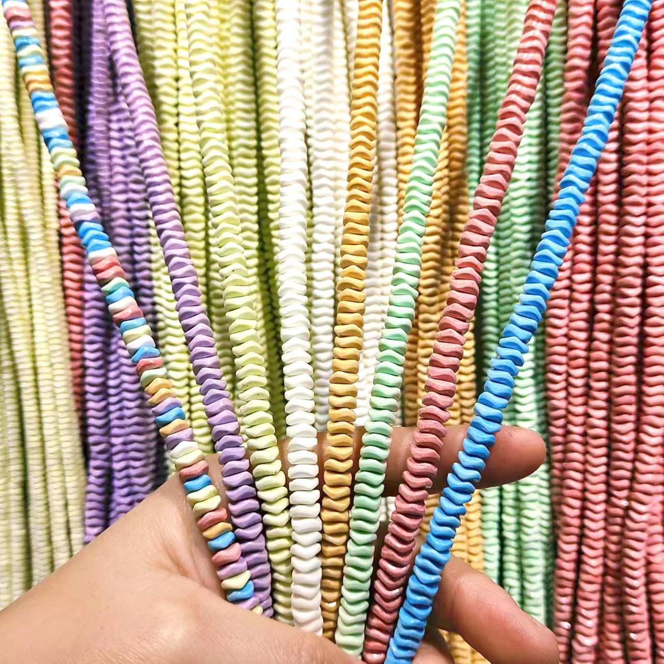 2X4mm Small Wave Abacus Multicolor Natural Rainbow Anion Oxide Stone Loose Beads Necklace Bracelet Spacers DIY Jewelry Design