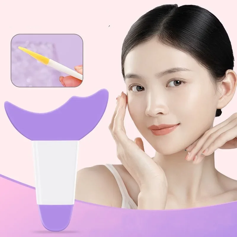 Multi functional eye makeup silicone baffle crescent shaped eyelash brush eyeliner eye shadow auxiliary artifact