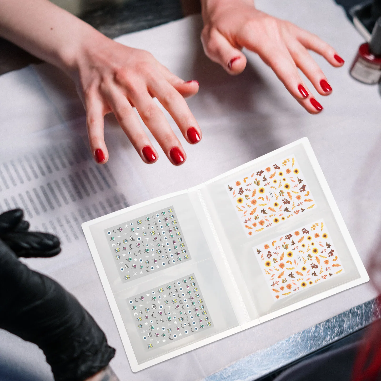 

Nail Sticker Binder Hard Cover For 80 Sheets Storage Multiple Pockets Nail Art Organizer Case Tool Accessory