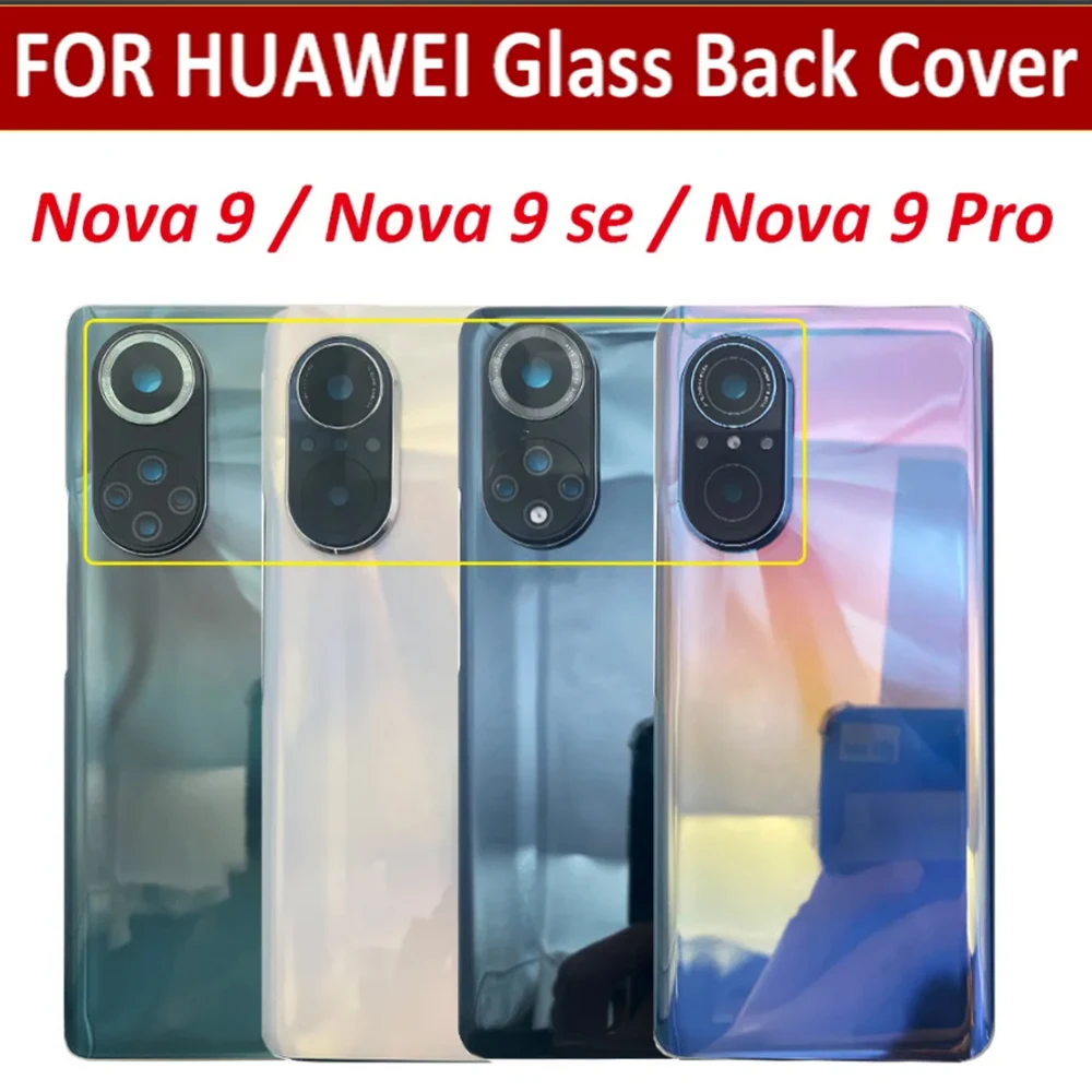 

NEW Housing Case Replacement Battery Back Glass Cover With Camera Lens With Ahesive Sticker For Huawei Nova 9 / 9SE / 9 Pro