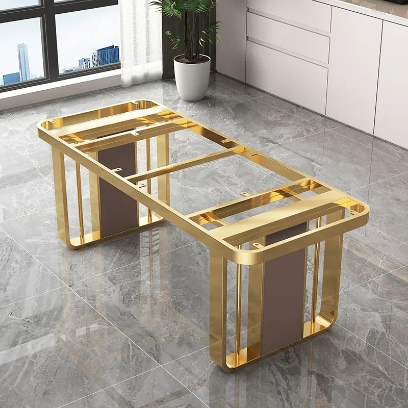 أقدام طاولة أرجل، أقواس ألواح رخامية، رفوف طاولة أقدام غير قابلة للصدأ، قواعد إطار معدني فاخر خفيف #2