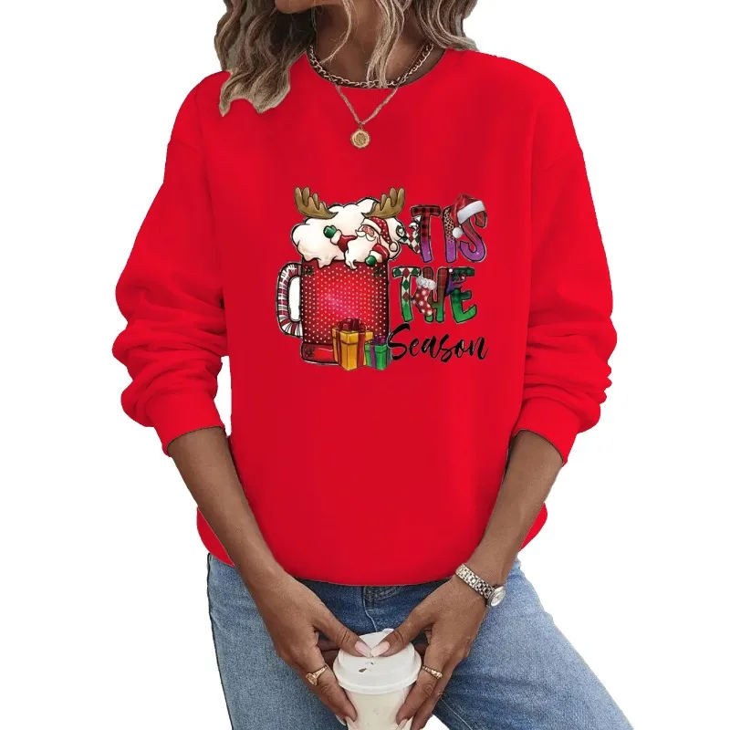 Crew-neck Hoodie European and American Christmas Letter Printing New Style Sweatshirt Sweatshirts Clothes Streetwear Women
