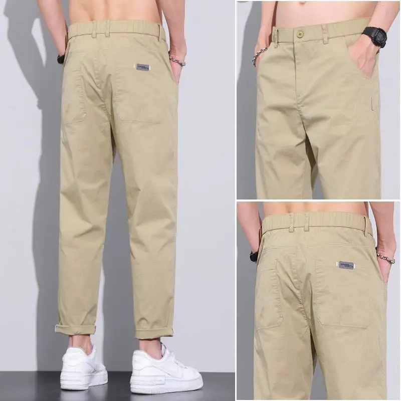 Streetwear moda uomo abbigliamento Quick Dry pantaloni dritti primavera estate Koreon Smart Casual allentato pantaloni solidi di grandi dimensioni