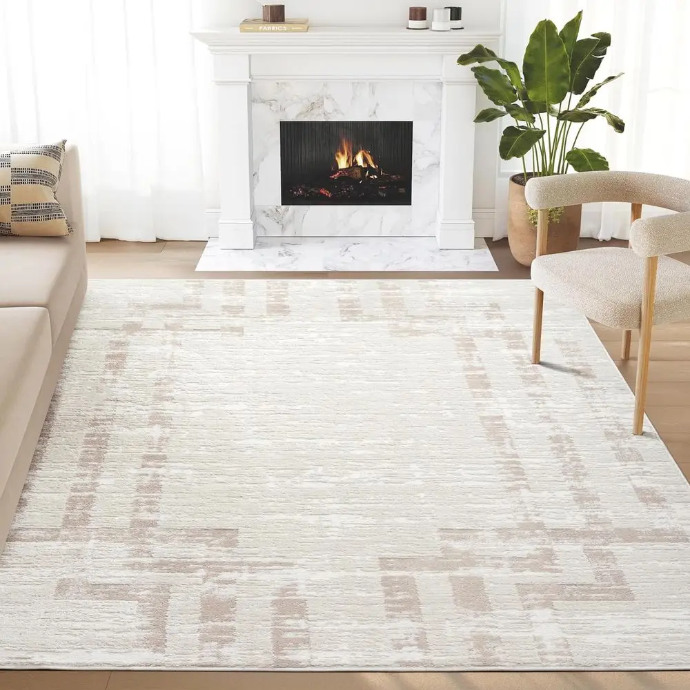 

Elegant Cream Area Rug for Living Room or Bedroom, Art Deco Style, 4x6 Feet, Durable and Easy to Maintain
