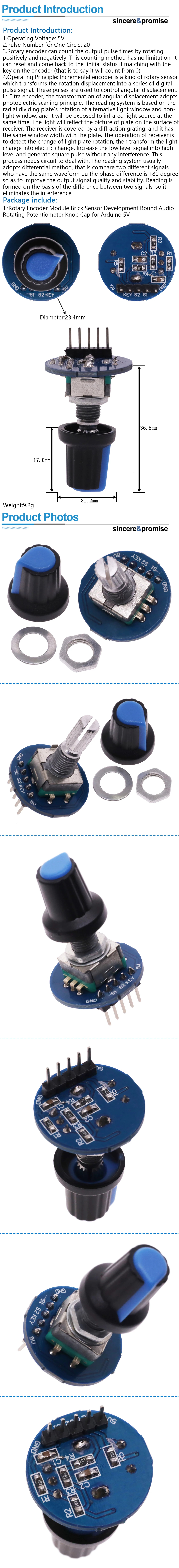 360 Grad Drehgeber modul Dreh potentiometer Analog knopf modul für Arduino KY-040 RV09 Drehgeber Ec11 Knopf kappe – Detail 4