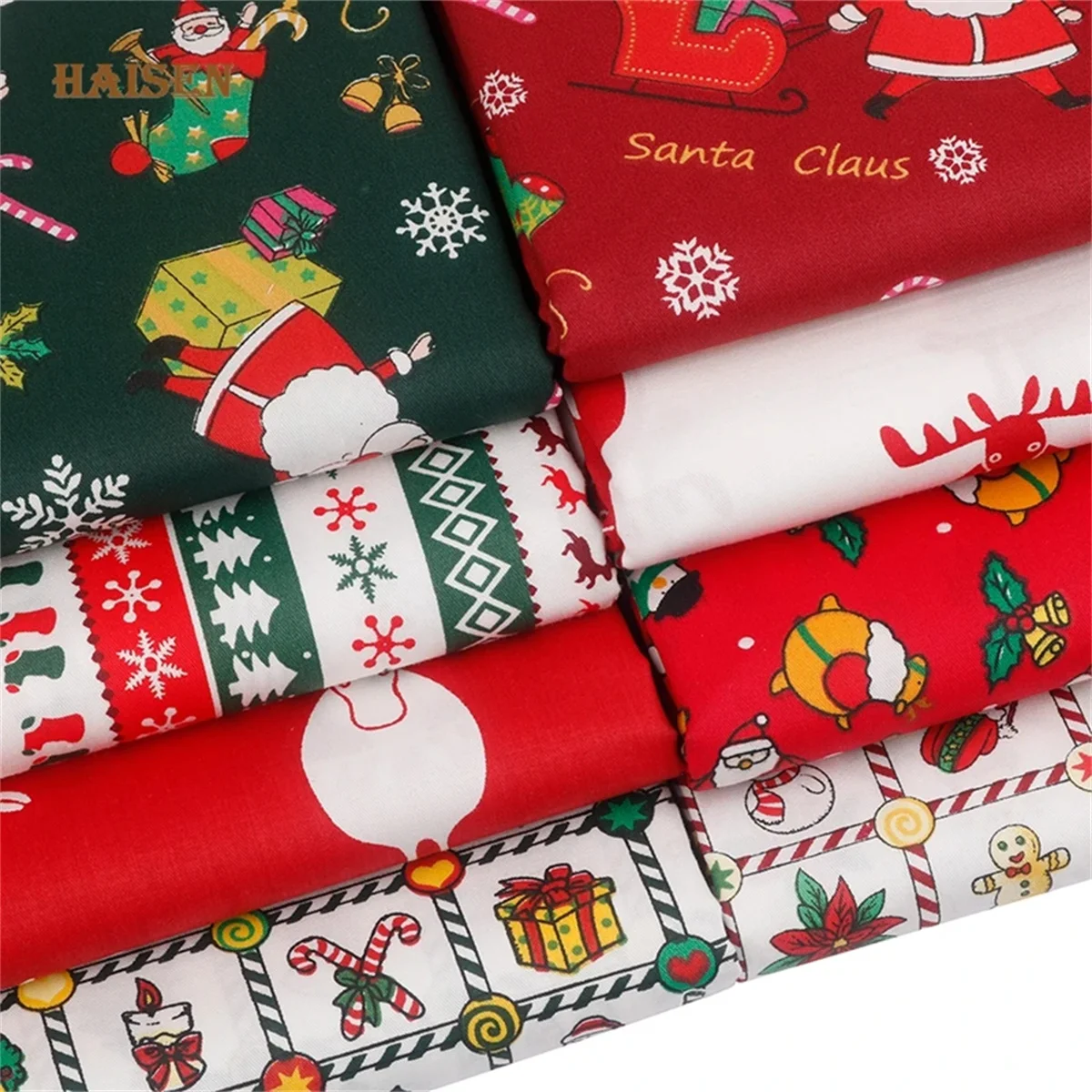 Weihnachts serie Twill Baumwolle Stoff Patchwork Taschentuch Set DIY Handarbeit Nähen Quilten handgemachtes Material 8 Stück/Los, 25x25cm