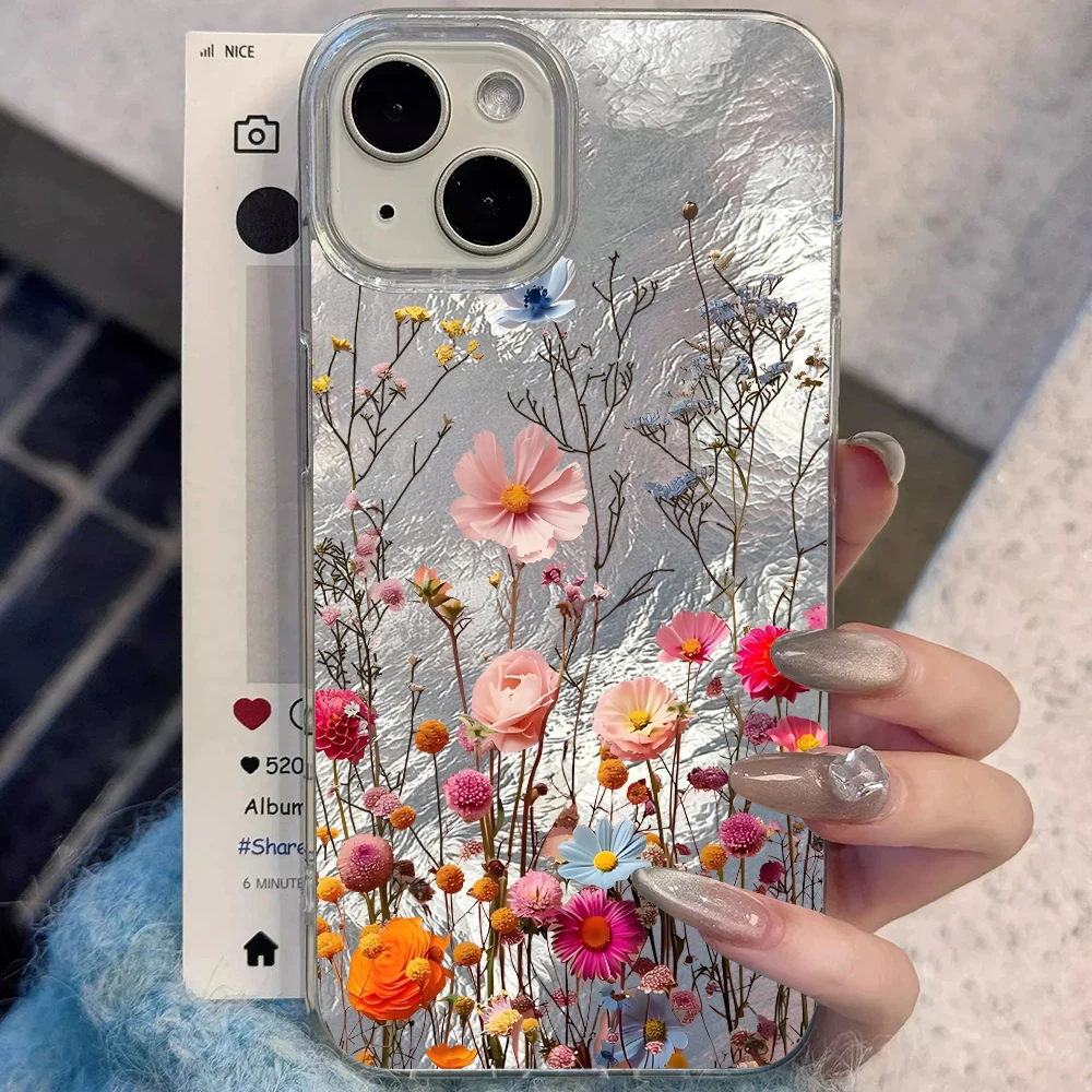 Funda Rígida Antigolpes Vibrante Cosmos Daisies para iPhone 17 Pro Max 16 14 15 13 Pro Max 12 11 Pro Max Plus XR XS 7 8