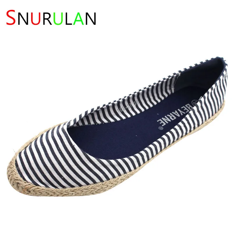 Breathable Cheap Shoes China Flats Black Pointed Toe Espadrilles Blue Women Slip On Hemp Large Size Striped Plain 2023 Casual