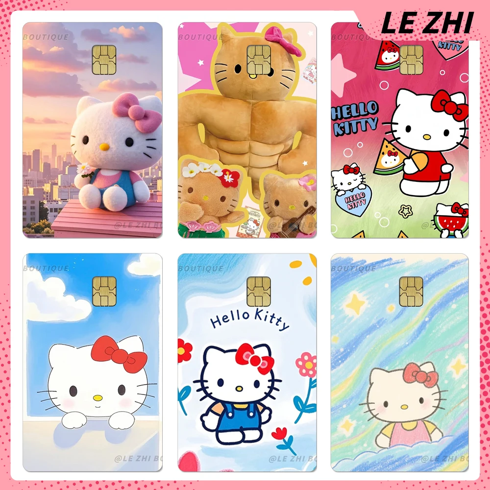 

Hello Kitty Credit Card Debit Bank Bus Card Pvc Protective Film Sticker Sweet Shining Rainbow Star Love Diy Waterproof Sticker