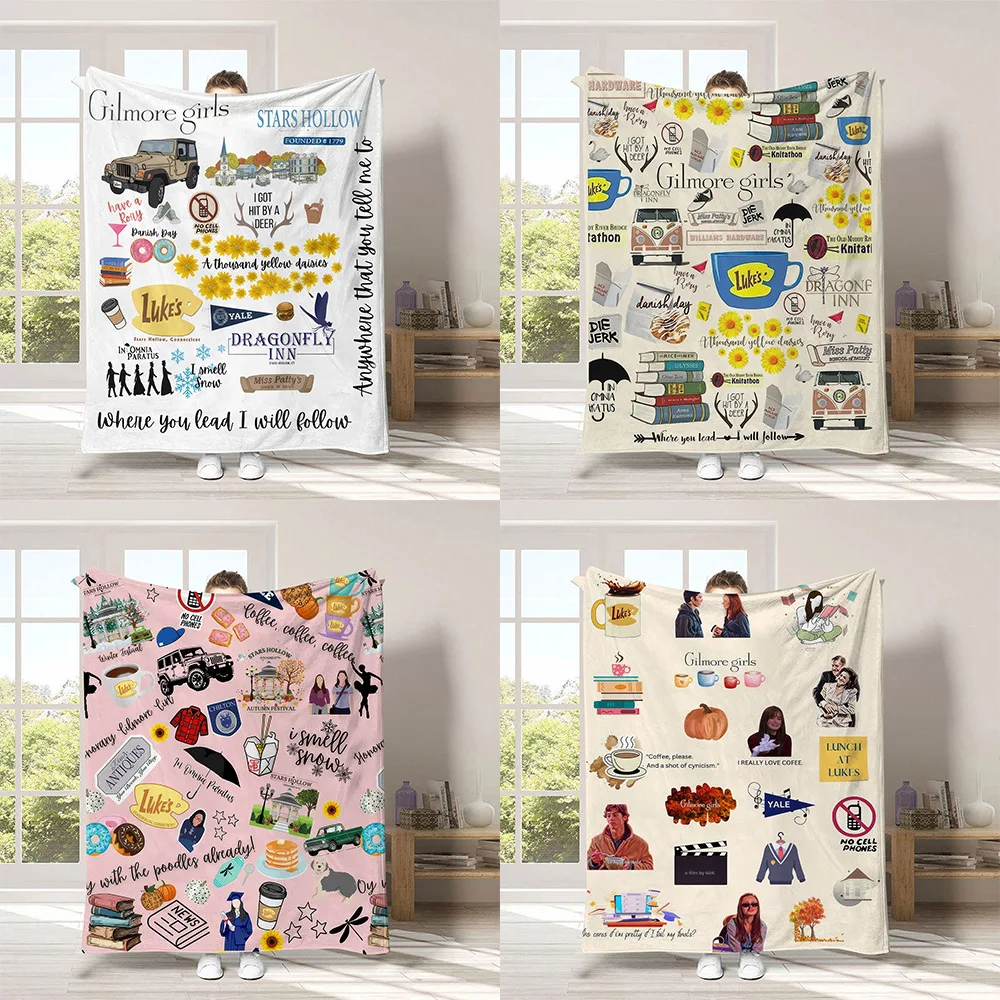 VIKAMA Coperta in flanella stampata semplice in stile americano, coperta per divano, coperta per pisolino, morbida e delicata sulla pelle, decorazione per la casa