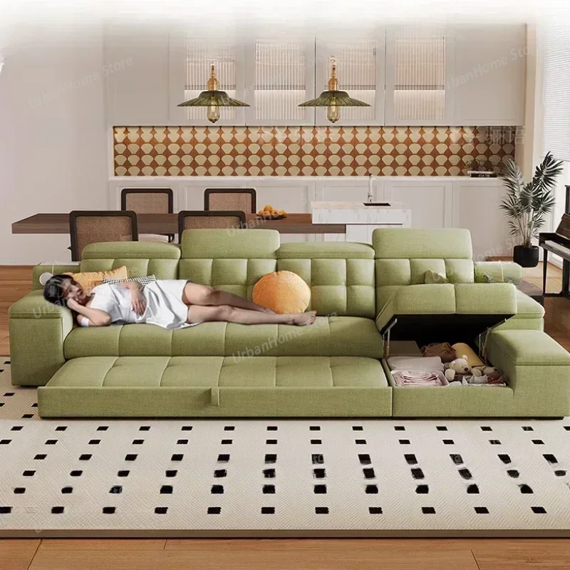 Stretch Folding Fabric Lazy Sofa Armrest Italian Designer Large Green Lazy Sofa High Back Divano Soggiorno Living Room Furniture