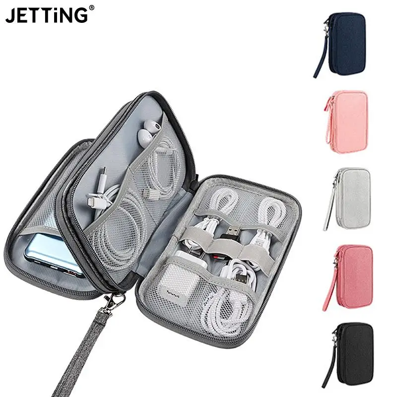 Travel Cable Organizer Bag Pouch Electronic Accessories Carry Case Portable Waterproof Double Layers Storage Bag For Cable Cord