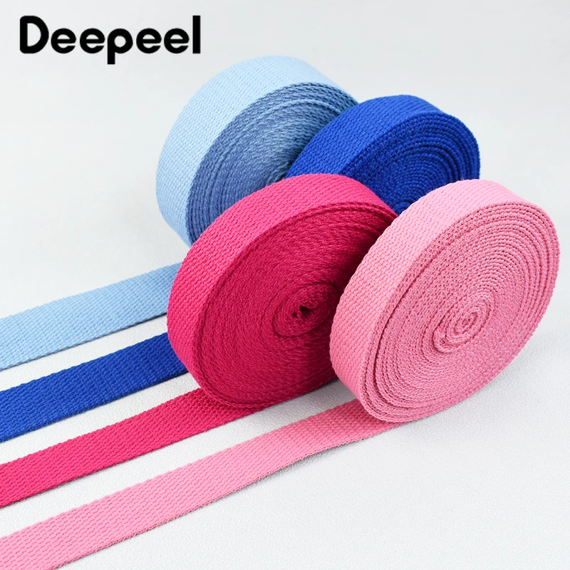 10Meters Deepeel 20-50mm Polyester Cotton Webbing 1.5mm Thick Colored Ribbon Safety Belt Clothes DIY Sewing Material Accessories