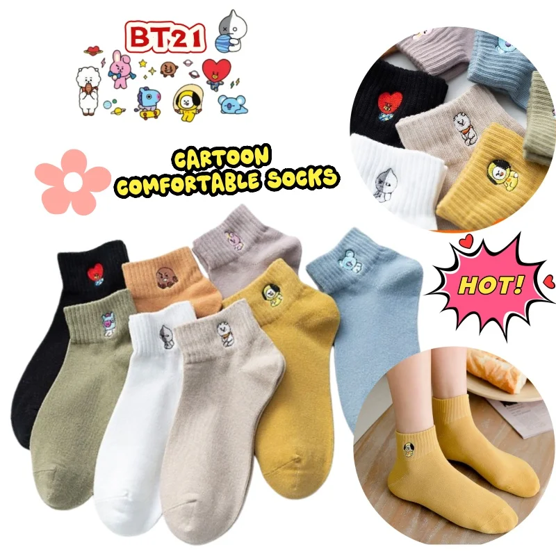 

BT21 koya RJ Shooky mang chimmy Dad Cooky, ценные простые носки с героями мультфильмов, милые и удобные носки из чистого хлопка для мальчиков и девочек