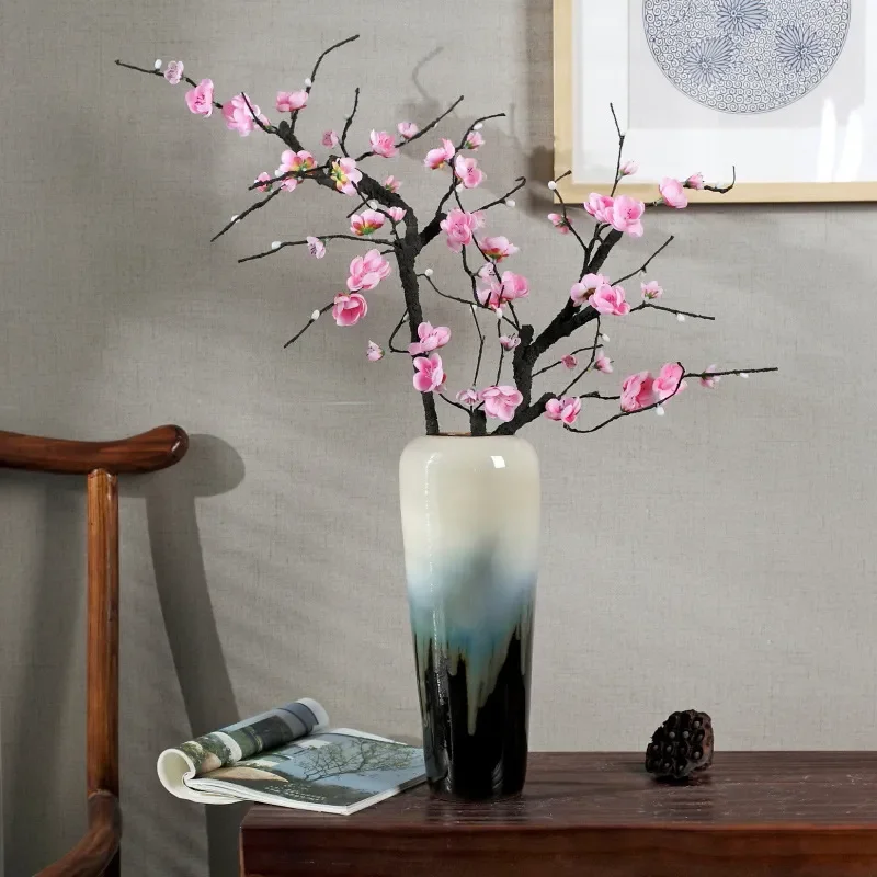 New Jingdezhen Ceramic Vase for Living Room Dried Flower Arrangement Ornament Decorative Vase for TV Cabinet Home Furnishings