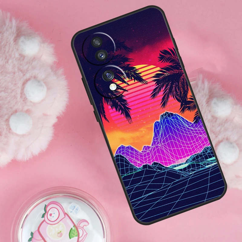 Synthwave Retro 80s Neon Case For Huawei Honor Magic5 Lite 50 70 X7 X8 X9 P20 P40 P30 Pro P Smart 2019 Nova 9 Cover