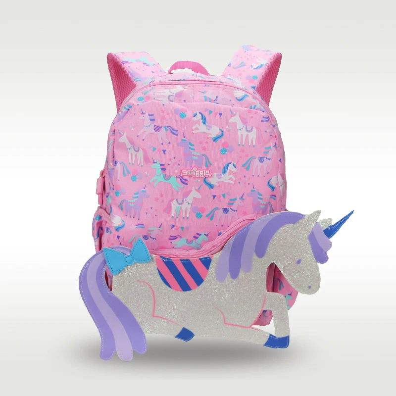 

Australia Smiggle hot-selling original children's schoolbag girl backpack pink unicorn cartoon school supplies 14 inches