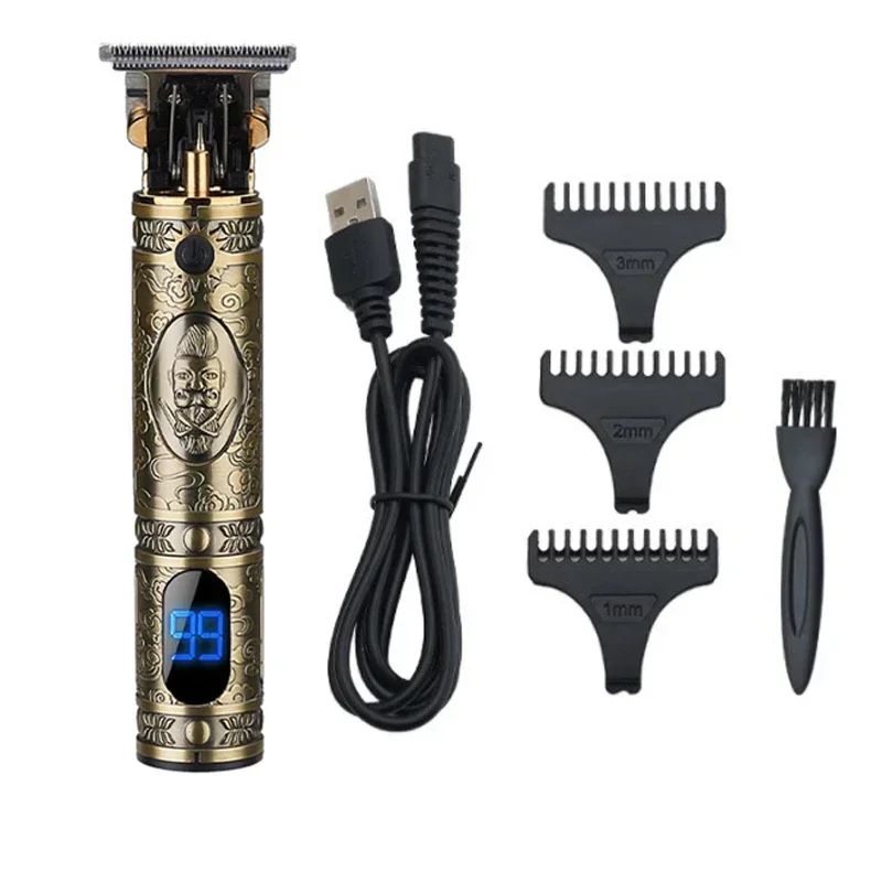 Men's Hairdresser,Professional Hairdresser Zero-Clearance T-Blade Trimmer Rechargeable Edge Hairdresser Electric Beard Trimmer