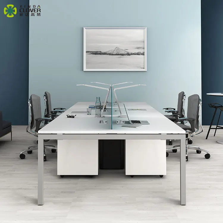 Mesa de trabajo de doble cara para 2, 4, 6 y 8 personas, muebles de oficina de tamaño estándar, diseño moderno, estación de trabajo